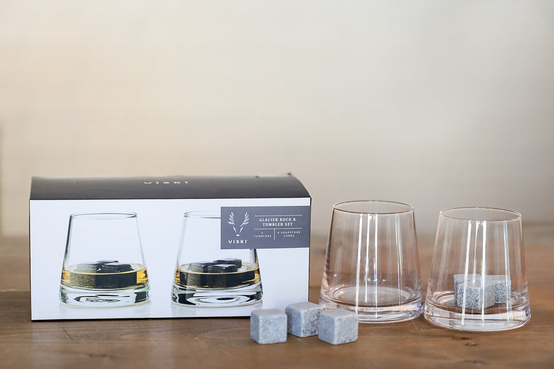 Whiskey Glasses with Soapstone Cubes