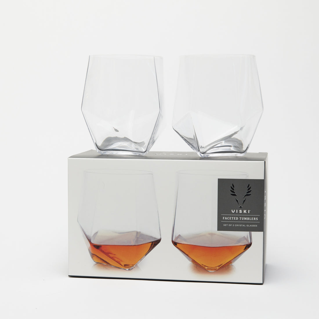 Viski Seneca Faceted Crystal Tumblers